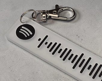 Personalised Spotify Code Keyring, Custom Song Music Plaque Keychain, Frosted Acrylic Scannable Playlist Keyring, Couples Gift