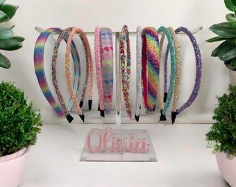 Personalised Acrylic Hairband Holder. Girls Bedroom Stand for Hairbands and Accessories. Bedroom Decor