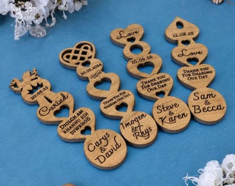 Personalised Oak Welsh Love Spoons: Celtic Welsh Dragon Rustic Wedding Favours x 10