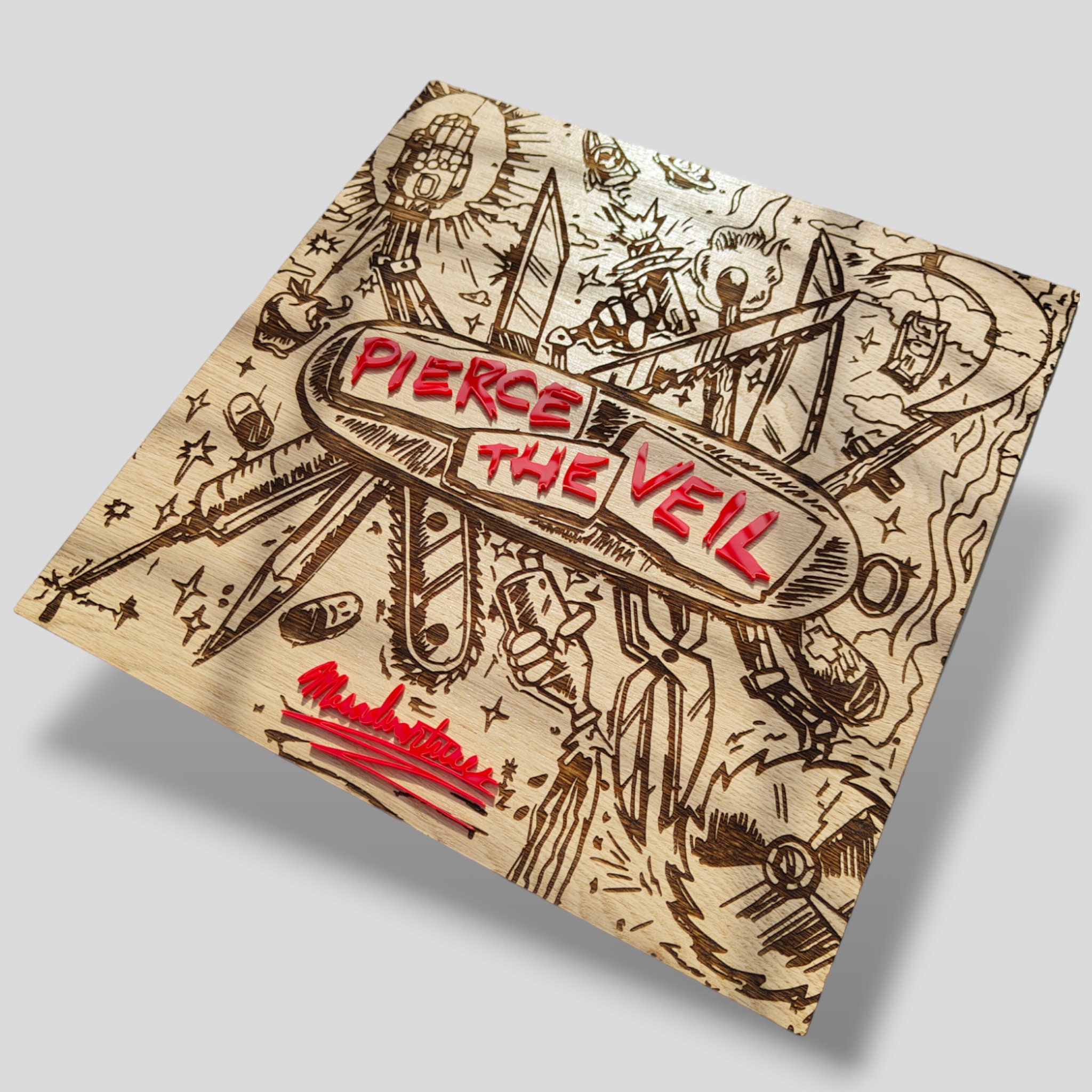 Pierce the Veil Misadventures Album Cover Laser Engraved Wood Wall
