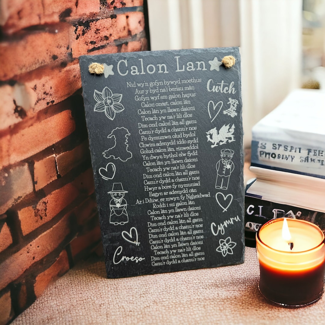Large Hanging Calon Lan Slate Wall Art: Welsh Verse Plaque Sign - Etsy UK