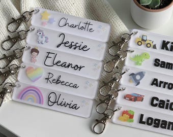 Personalised Frosted Acrylic Name Keyring Keychain Bag Tag Back to School Gift