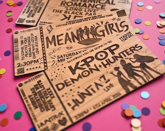 Personalised Wooden Engraved Event Ticket : Any Concert, Show, or Surprise Gift Custom