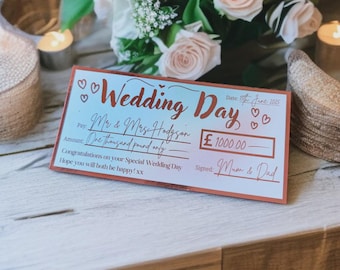Personalised Wedding Cheque Foil Ticket Keepsake Gift
