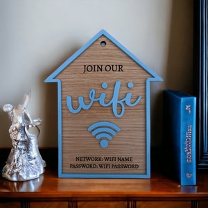 Personalised WIFI Password Sign: Wood & Acrylic House Plaque QR Code