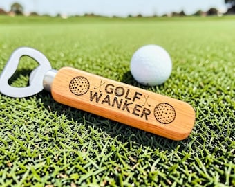 Funny Golf W@nker Wooden Bottle Opener, Cheeky Banter Present for Him, Secret Santa Stocking Filler, Dad Birthday Gift for Men