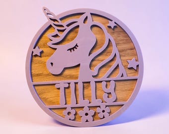 Personalised Unicorn Head Wall Home Decor Sign