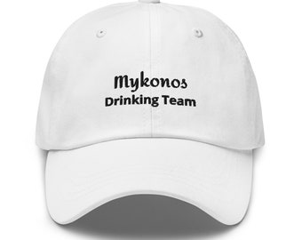 Mykonos Drinking Team Dad Hat | Embroidered Hat for Summer Gift Greece