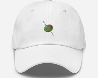 Olive Hat - Manzanilla, Spanish, Pimento Stuffed Olive Dirty Martini with Toothpick Dad Hat