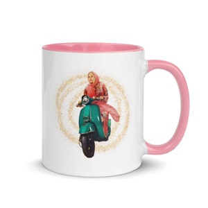 Tanya Mcquoid on Vespa White Lotus Printed Mug with Pink