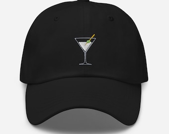 Chapéu bordado Martini do paizinho de <br> Entrega Rápida? Presente para amantes de coquetéis de vodka e gin