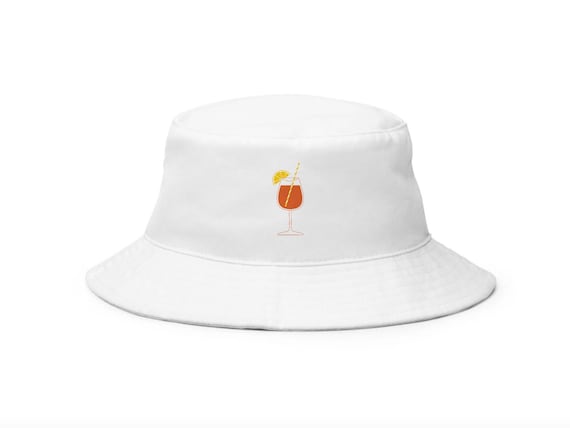 Aperol Spritz Glass (MORE COLORS) Lightweight Embroidered Bucket Hat | Cocktail Lovers Gift Ideas | Aperitivo