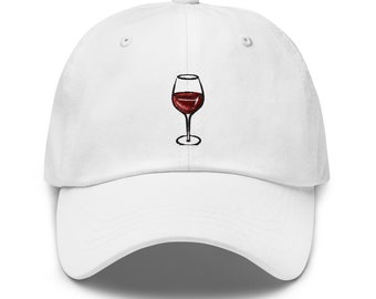Red Wine Glass (MORE COLORS) Embroidered Dad Hat | Cocktail Lovers Gift Ideas