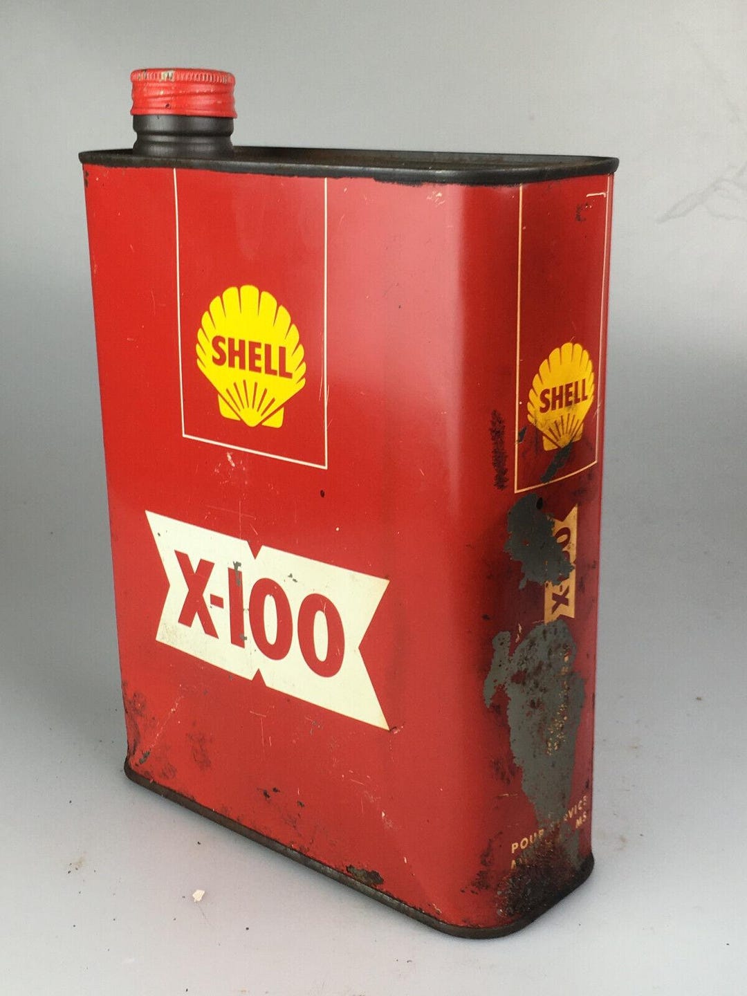 Vintage 2l Shell X-100 Motor Oil Bottle Metal Can - Etsy UK