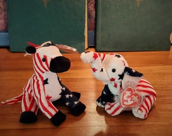 Ty Righty 2000 Political Elephant Stars Stripes 6 Beanie Baby MWMT for sale online 