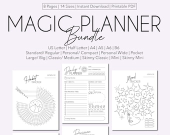 Magic Planner Bundle: Tracker giornalieri, settimanali, mensili, delle abitudini e dell'umore (download digitale)
