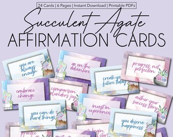 Succulent Agate Affirmation Cards