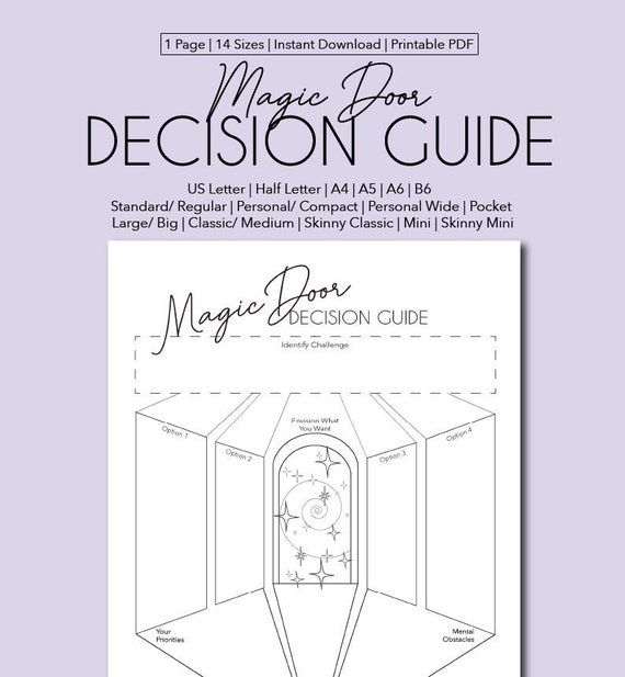 Decision Guide Planner Insert 14 Sizes Paper Sizes: US Letter, 1/2.