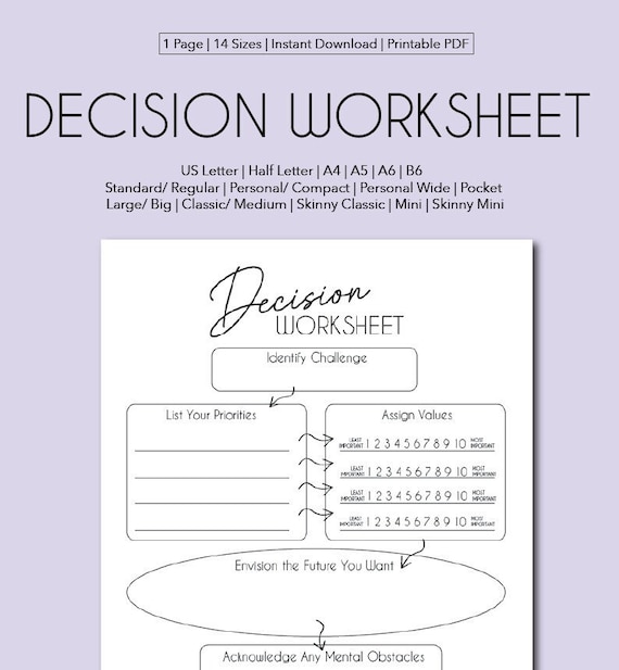 Decision Worksheet: 14 Planner Sizes (Digital Download)