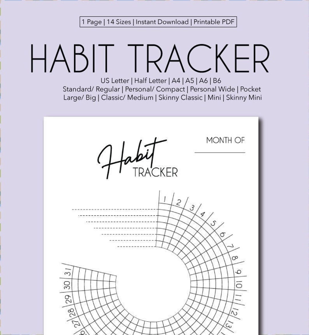 Habit Tracker Printable: Planner Insert, 14 Sizes (digital Download) - Etsy