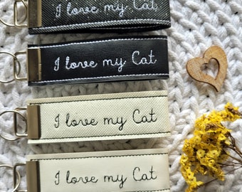 Keychain cat, lanyard, embroidered keychain, cat keychain, personalized keychain, motif 1