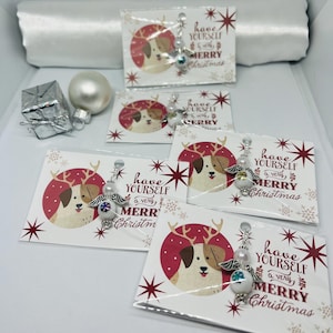 Schutzengel mit Schneeflocken Glasperle und Merry Christmas Karte / Geschenk für Weihnachten, Arbeitskollegen, Adventskalender