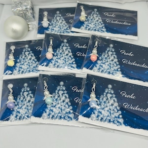 Pastellfarben kleine Schutzengel mit Karte Frohe Weihnachten & Tüte / kleines Geschenk für Weihnachten, Adventskalender, Arbeitskollegen