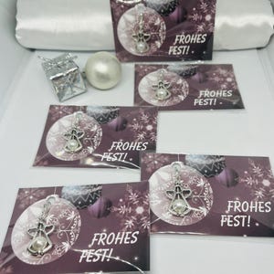 Schutzengel mit weißer Perle und Frohes Fest Karte / Geschenk für Weihnachten, Arbeitskollegen, Adventskalender