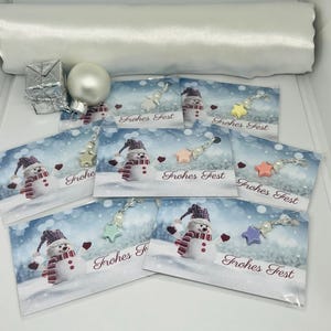 Pastellfarben kleine Schutzengel mit Karte Frohes Fest & Tüte / Gastgeschenk für Weihnachten, Adventskalender, Arbeitskollegen.