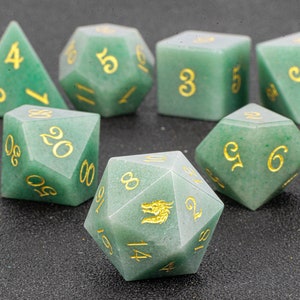 Green Aventurine stone dragon dnd dice set role playing games / Dragon Stone dice, glass dice for Dungeons & Dragons /Green D20 dragon dice