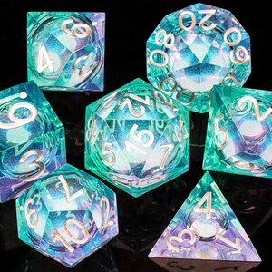 Liquid core dice set for role playing games / liquid core Resin sharp edge d&d dice for dungeons and dragons /Resin dnd dice set liquid core