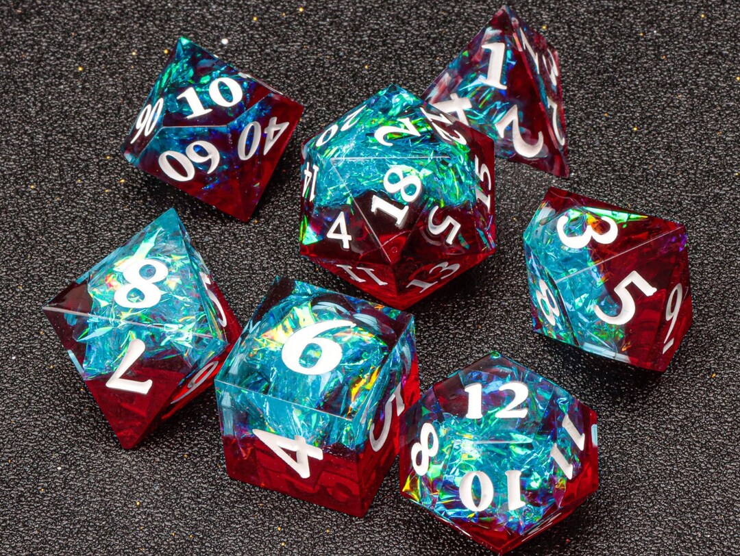DND Dice Set / D&D Dice Set / Transparent Resin Sharp Edge Dice Set