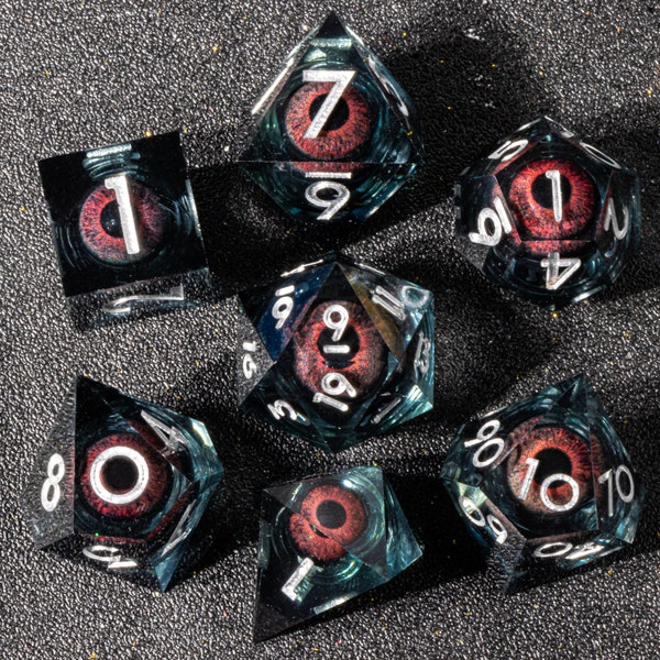 Red Beholders Eye Liquid Dice Set Etsy
