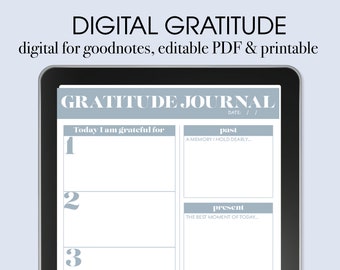 Digital Gratitude, Daily Gratitude Journal, Gratitude journal Printable, Digital Gratitude Journal for Goodnotes, 5 min Gratitude, digital