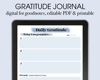 Diario de gratitud, 5 min Gratitud, Diario de gratitud diario, Diario de gratitud digital GoodNotes, diario diario goodNotes, gratitud diaria