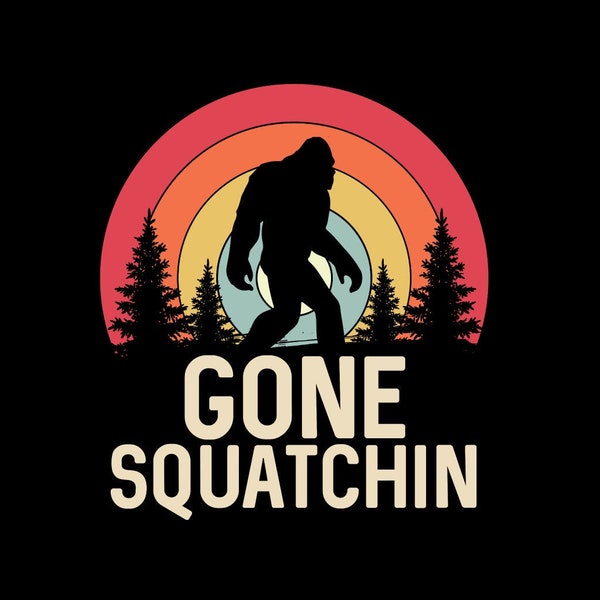 Retro Gone Squatchin Svg, Forest Gone Squatching Svg, Walking Yeti Vector Cut File , Bigfoot Squatch Svg, Squatch Cut Files for silhouette