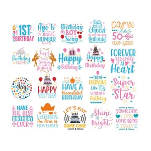 Happy Birthday Svg Bundle, Hand Lettered Birthday Svg, Birthday Party Svg, Birthday Cake Svg, Birthday Party Svg Png, Birthday Clipart