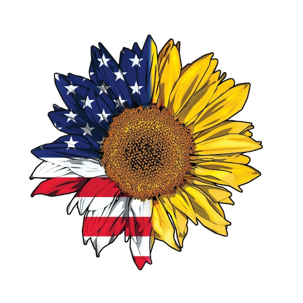 American Flag Sunflower Png, Independence Day Png, 4th of July Sublimation Design Png, Patriotic Sunflower Flag Png, American Sunflower Png