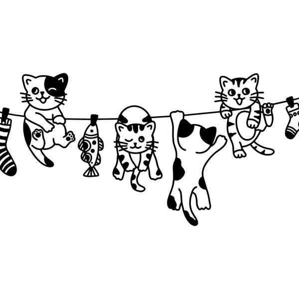 Hanging Cats Svg, Cute Cat Funny Svg, Cute Cat Funny Laundry, Funny Cat Silhouette, Cat Love Svg, Cat Quotes Svg, Cats Svg, Cut File, Cricut