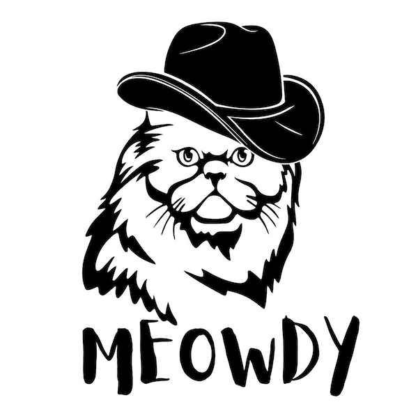 Cowboy Cat Svg, Meowdy Svg, Western Cowboy Cat Svg, Texas Cowboy Cat Svg, Texas Cat Svg, Cowboy Kitties Svg, Black Cat Svg, Cat Lover Gift