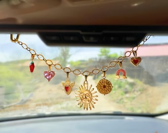 Custom Car Rear View Mirror Charm, Make Your Own Charms, Car Accessories, Mirror Charm Chain,Rearview Mirror Decor, Birthday gift for her