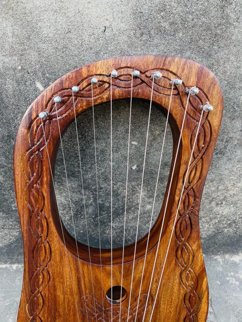 Celtic Engraved Lyre Harp 10 Metal Strings Rosewood / Lyra Harp With