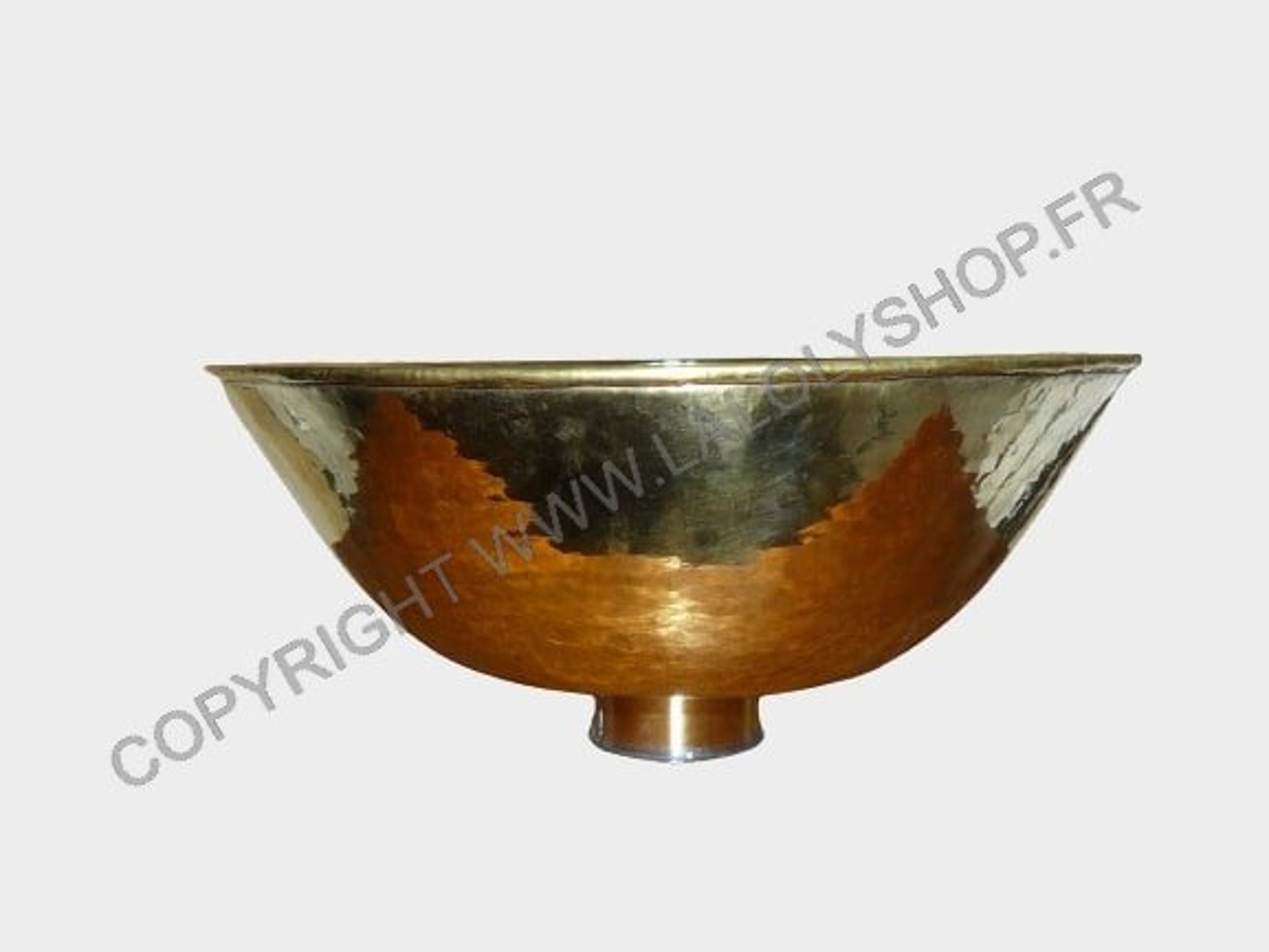 Petit lave main à encastrer en cuivre patiné bronze rond, diamètre 30cm - Petit lavabo rustique cuivre couleur bronze pour coin WC/Toilettes - France