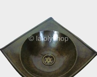 Vasque marocaine unique en céramique et en laiton #262 – Lavabo Marocain