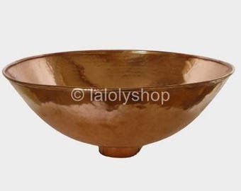 Marokkanisches Waschbecken aus rotem Kupfer, rund, 30 cm – Aufsatzwaschbecken / Handwaschbecken zum Aufstellen auf der Arbeitsplatte – WC-Eckschrank, rosafarbene Kupfertoilette