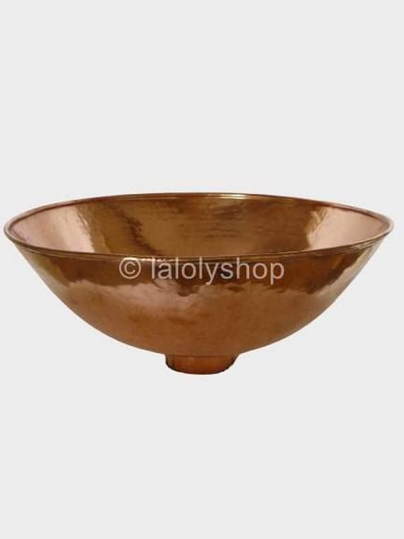 Lavabo de Salle de Bain Marocain Fait Main Rond en Cuivre
