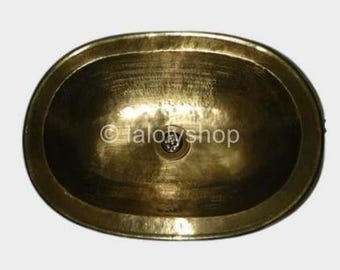 ON ORDER, oval hand basin in bronze patinated copper 30x22cm to be built-in / Mini rustic bronze basin / Small retro WC-Toilets washbasin