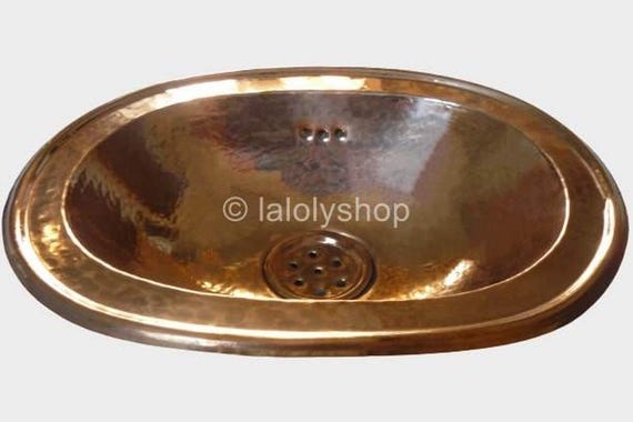 VASQUE CUIVRE ROUGE Marocaine ovale évier lave main lavabo bain 49 x 35cm EUR 179,00 - FR