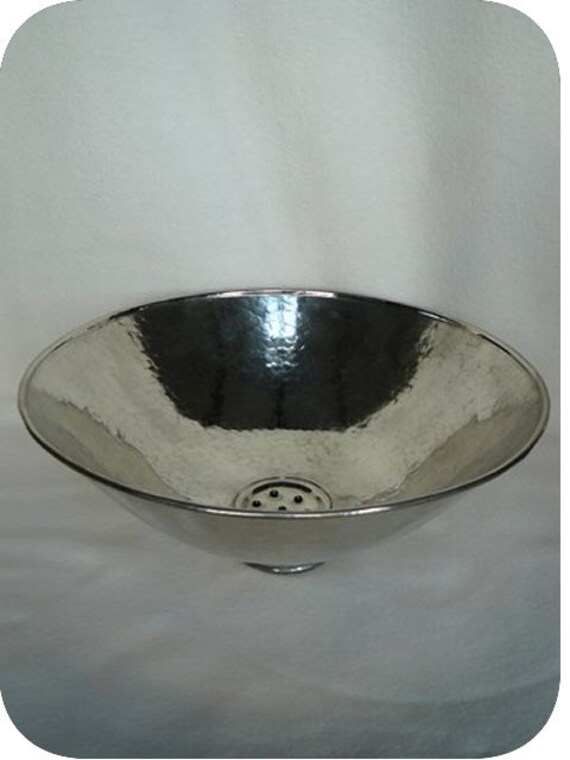 Lave-Mains Marocain Argenté en Maillechort Rond 30 cm - à Poser/Lavabo Pour Wc Toilettes Vasque Méta