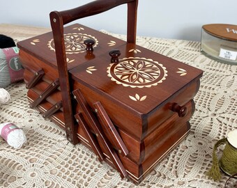 Sewing box Sewing Basket Wooden sewing box Desk organizer Jewelry organizer Vintage wooden box Mothers day gift Wedding gift Housewarming